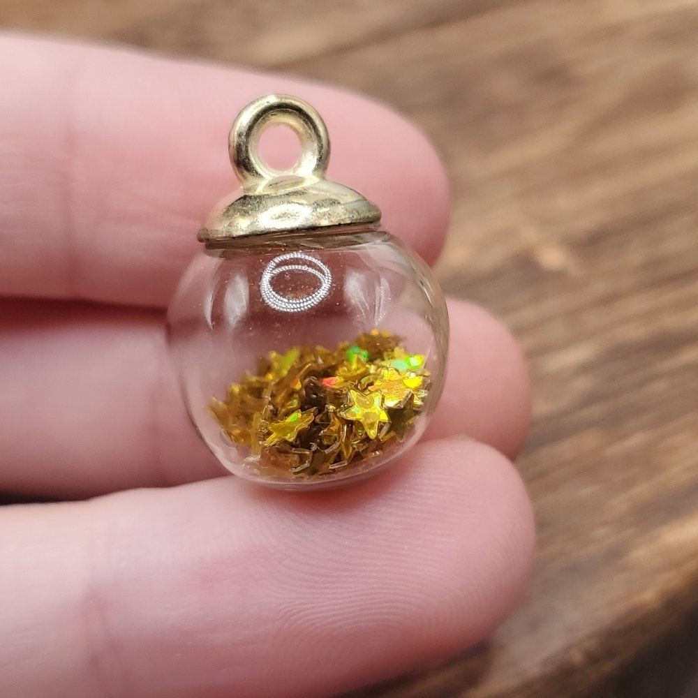 P101 yellow‎ fairy dust orb globe pendant charm
